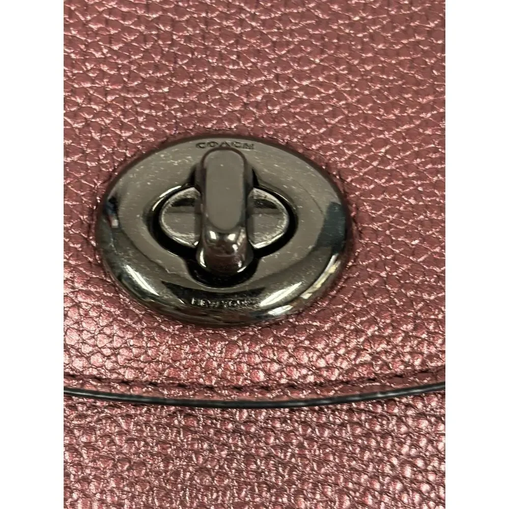Coach Metallic Burgundy Pebbled Leather Crossbody Purse F1580 #76953